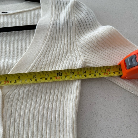 Off-White Ribbed Button-Up Cardigan – Size S - Picture 6 of 8